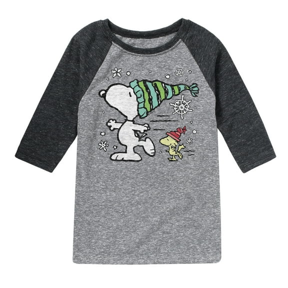 Peanuts - Snoopy Woodstock Skate - Toddler & Youth Raglan Graphic T-Shirt