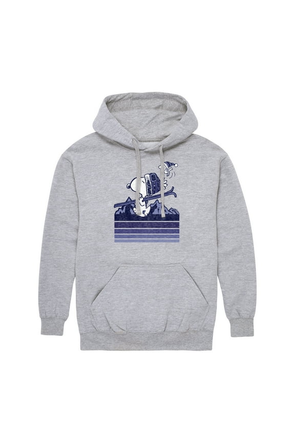 - Snoopy Woodstock Ski Stripes - Men's Fleece Pullover Hoodie
