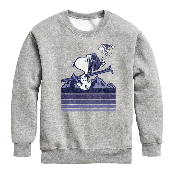 Peanuts - Snoopy Woodstock Ski Stripes - Toddler And Youth Crewneck Fleece Sweatshirt