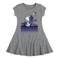 thumbnail image 1 of Peanuts - Snoopy Woodstock Ski Stripes - Toddler And Youth Girls Fit And Flare Dress, 1 of 1