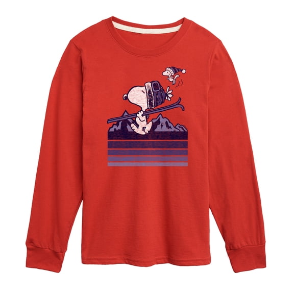 Peanuts - Snoopy Woodstock Ski Stripes - Toddler And Youth Long Sleeve Graphic T-Shirt