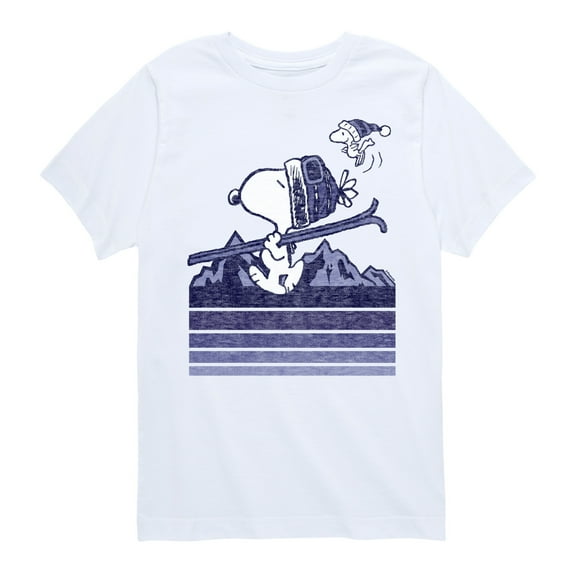 Peanuts - Snoopy Woodstock Ski Stripes - Toddler And Youth Short Sleeve Graphic T-Shirt