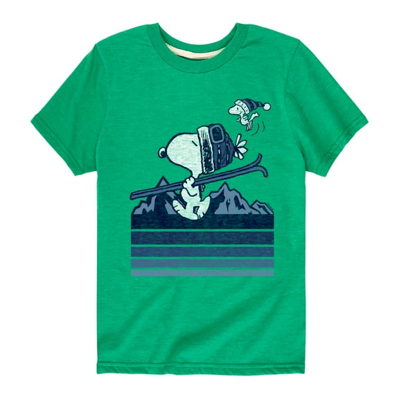 Peanuts - Snoopy Woodstock Ski Stripes - Toddler And Youth Short Sleeve Graphic T-Shirt