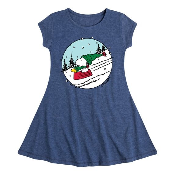 Peanuts - Snoopy Woodstock Sled - Toddler & Youth Girls Fit & Flare Dress