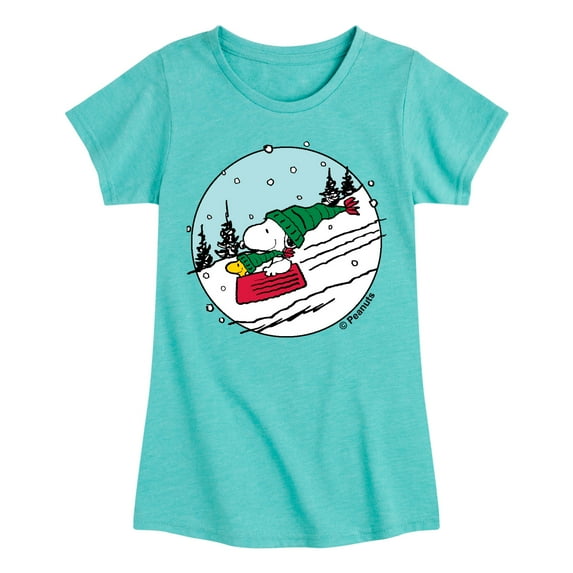 Peanuts - Snoopy Woodstock Sled - Toddler & Youth Girls Short Sleeve Graphic T-Shirt