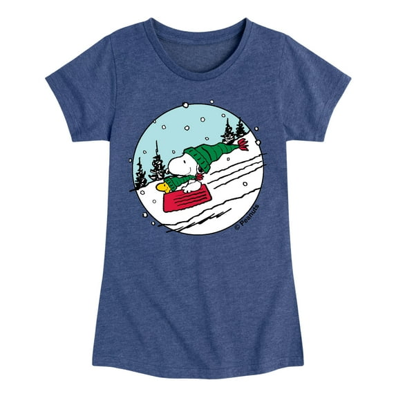 Peanuts - Snoopy Woodstock Sled - Toddler & Youth Girls Short Sleeve Graphic T-Shirt