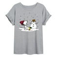thumbnail image 1 of Peanuts - Snoopy Woodstock Snowman - Juniors Ideal Flowy Muscle T-Shirt, 1 of 6