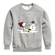PEANUTS - Snoopy Woodstock Snowman - Toddler & Youth Crewneck Fleece Sweatshirt