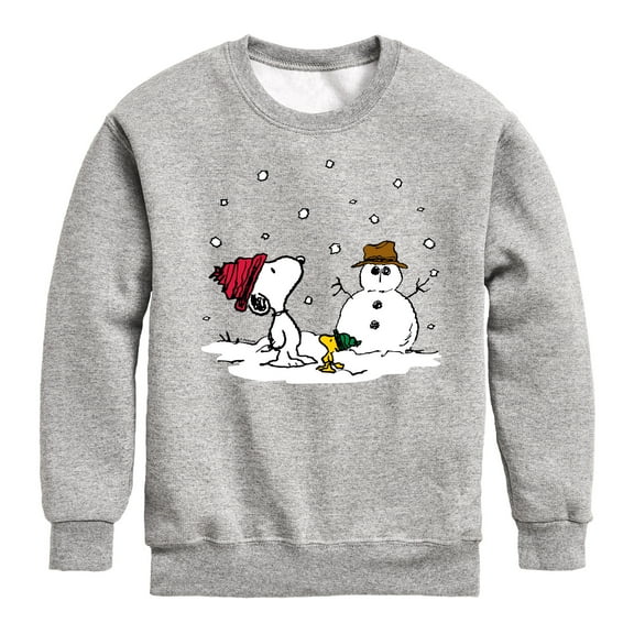 Peanuts - Snoopy Woodstock Snowman - Toddler & Youth Crewneck Fleece Sweatshirt