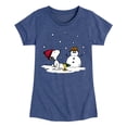 thumbnail image 1 of Peanuts - Snoopy Woodstock Snowman - Toddler & Youth Girls Short Sleeve Graphic T-Shirt, 1 of 6