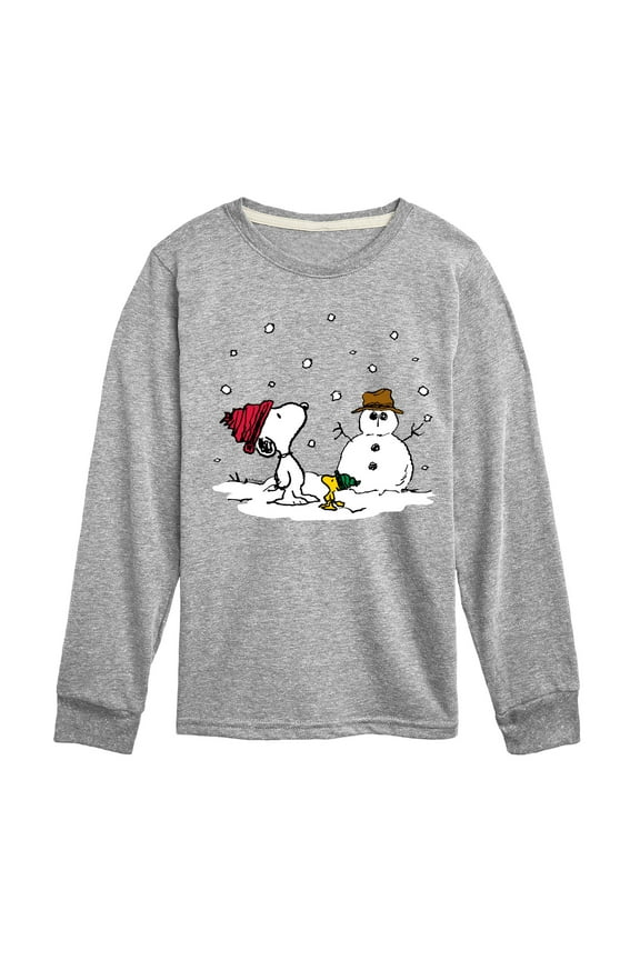 - Snoopy Woodstock Snowman - Toddler & Youth Long Sleeve Graphic T-Shirt