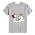 thumbnail image 1 of Peanuts - Snoopy Woodstock Snowman - Toddler & Youth Short Sleeve Graphic T-Shirt, 1 of 6