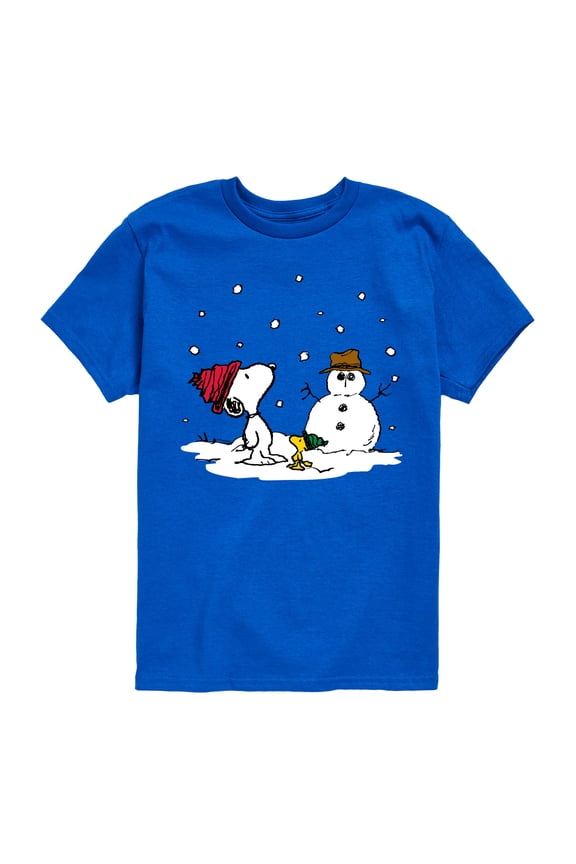 - Snoopy Woodstock Snowman - Toddler & Youth Short Sleeve Graphic T-Shirt