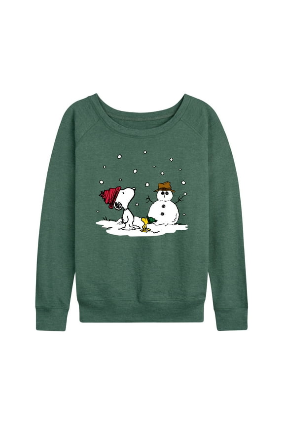 - Snoopy Woodstock Snowman - Women's Lightweight French Terry Long Sleeve Shirt