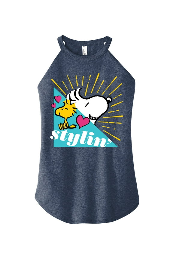 - Snoopy Woodstock Stylin - Juniors High Neck Tank Top