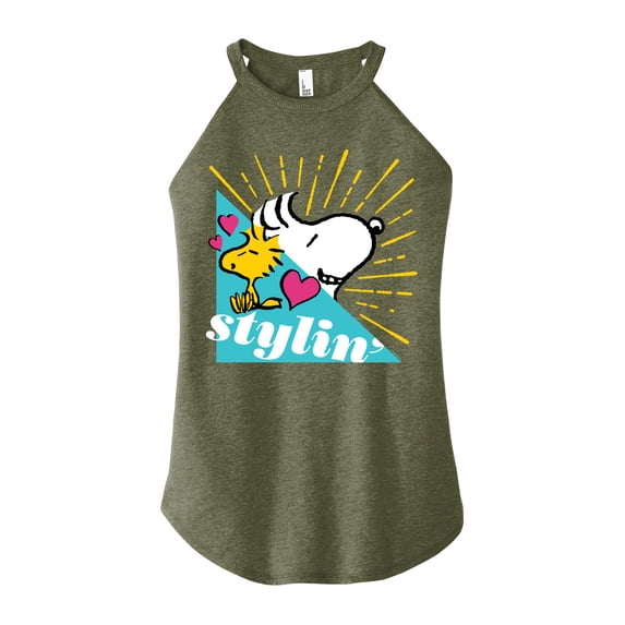 Peanuts - Snoopy Woodstock Stylin - Juniors High Neck Tank Top