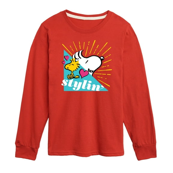 Peanuts - Snoopy Woodstock Stylin - Toddler And Youth Long Sleeve Graphic T-Shirt