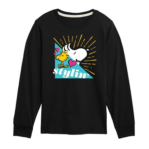Peanuts - Snoopy Woodstock Stylin - Toddler And Youth Long Sleeve Graphic T-Shirt
