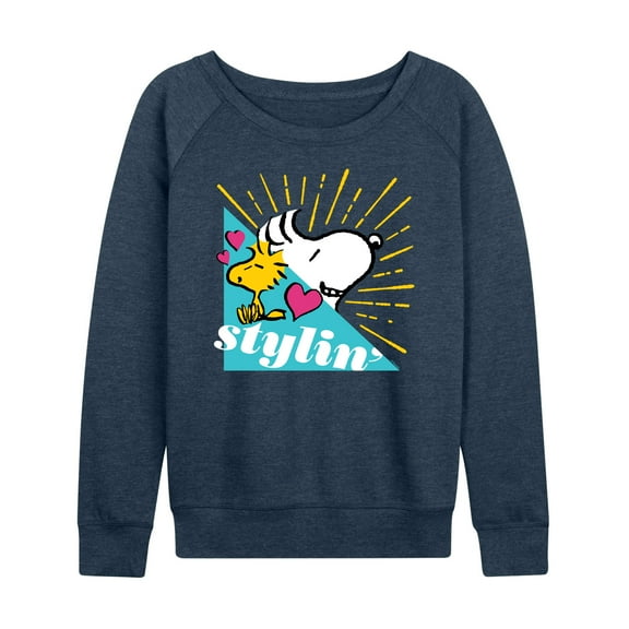 Peanuts - Snoopy Woodstock Stylin - Women's Lightweight French Terry Long Sleeve Shirt