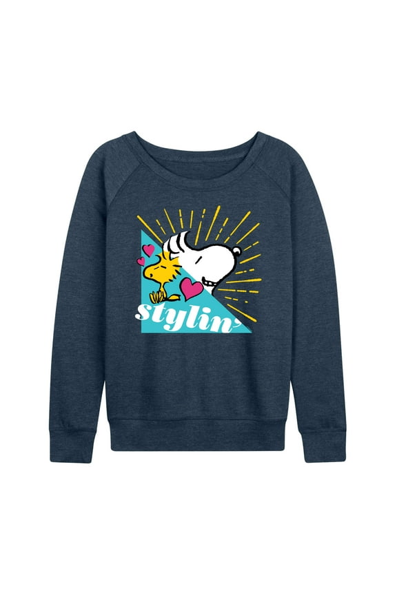 - Snoopy Woodstock Stylin - Women's Lightweight French Terry Long Sleeve Shirt