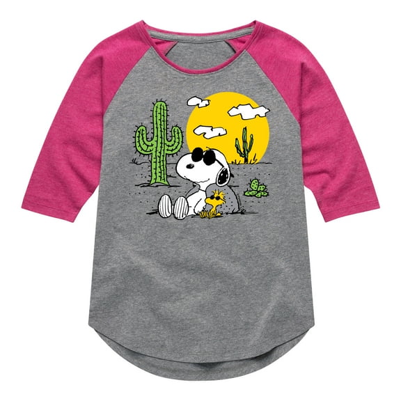 Peanuts - Snoopy & Woodstock - Toddler And Youth Girls Raglan Graphic T-Shirt