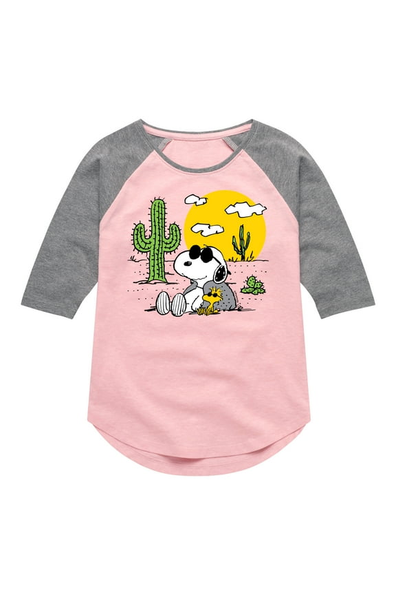- Snoopy & Woodstock - Toddler And Youth Girls Raglan Graphic T-Shirt
