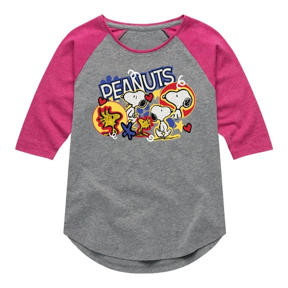 Peanuts - Snoopy Woodstock - Toddler & Youth Girls Raglan Graphic T-Shirt