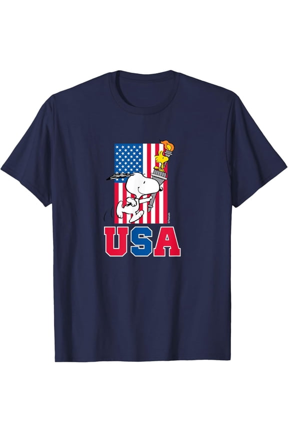 Peanuts Snoopy & Woodstock USA Flag T-Shirt – Patriotic Graphic Tee