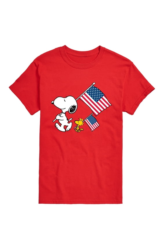 - Snoopy & Woodstock USA Flags - Men's Short Sleeve Graphic T-Shirt