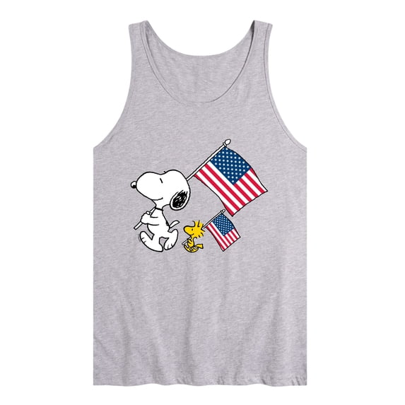 Peanuts - Snoopy & Woodstock USA Flags - Men's Sleeveless Graphic Tank