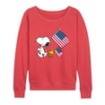 thumbnail image 1 of Peanuts - Snoopy & Woodstock USA Flags - Women's French Terry Long Sleeve Pullover, 1 of 4