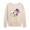 thumbnail image 1 of Peanuts - Snoopy & Woodstock USA Flags - Women's French Terry Long Sleeve Pullover, 1 of 5