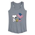 thumbnail image 1 of Peanuts - Snoopy & Woodstock USA Flags - Women's Racerback Graphic Tank, 1 of 5
