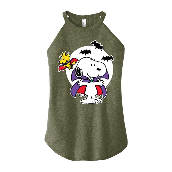 Peanuts - Snoopy Woodstock Vampire - Juniors High Neck Tank Top