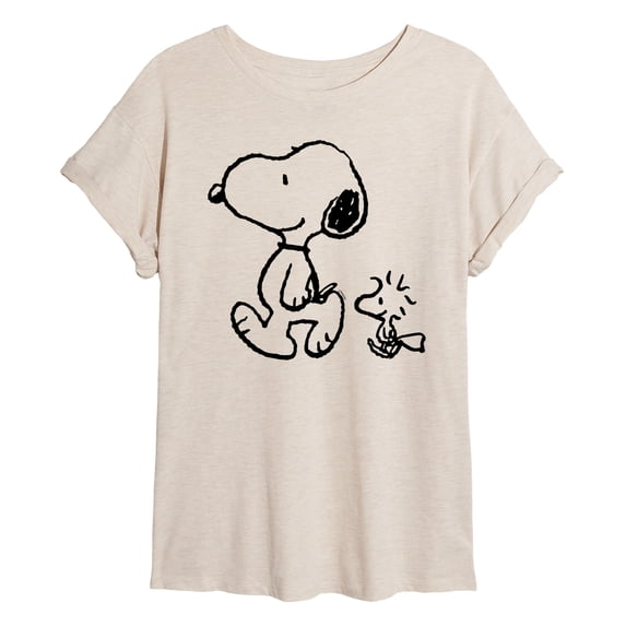 Peanuts - Snoopy Woodstock Walk - Juniors Oversized Graphic T-Shirt