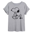 thumbnail image 1 of Peanuts - Snoopy Woodstock Walk - Juniors Oversized Graphic T-Shirt, 1 of 5