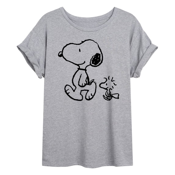 Peanuts - Snoopy Woodstock Walk - Juniors Oversized Graphic T-Shirt