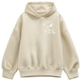 thumbnail image 1 of Peanuts - Snoopy Woodstock Walk White Ink - Ladies Oversized Fleece Hoodie Sweatshirt, 1 of 4