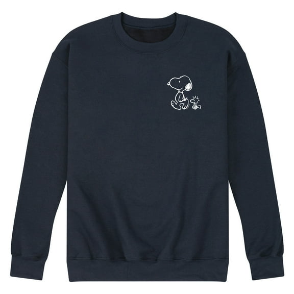 Peanuts - Snoopy Woodstock Walk White Ink - Men's Long Sleeve Crew Fleece Sweatshirt