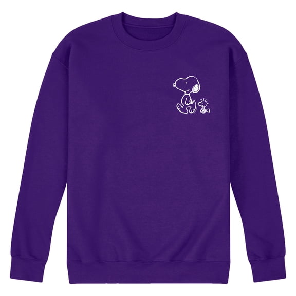 Peanuts - Snoopy Woodstock Walk White Ink - Men's Long Sleeve Crew Fleece Sweatshirt