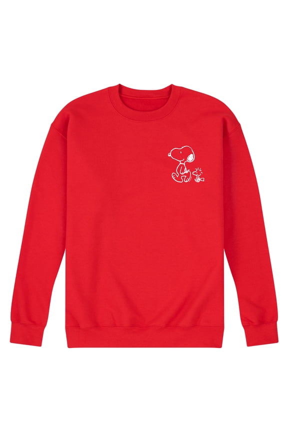 - Snoopy Woodstock Walk White Ink - Men's Long Sleeve Crew Fleece Sweatshirt