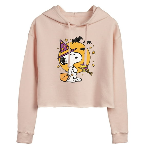 Peanuts - Snoopy Woodstock Witchcraft - Juniors Cropped Pullover Hoodie