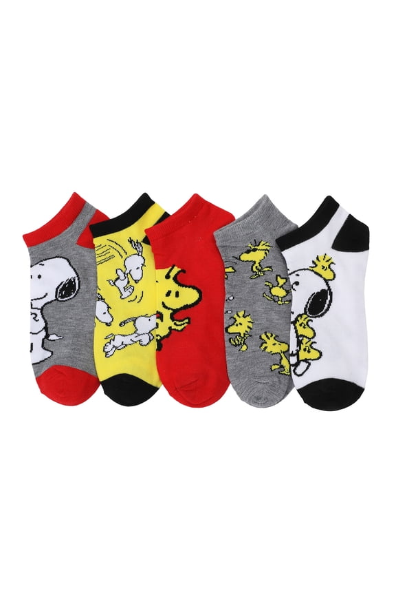Peanuts Snoopy & Woodstock Womens 5-Pack Ankle Socks