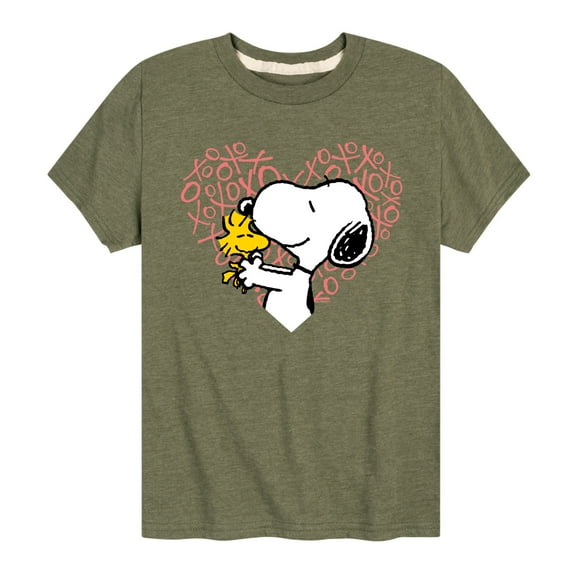 Peanuts - Snoopy Woodstock Xo Heart  - Toddler And Youth Short Sleeve Graphic T-Shirt