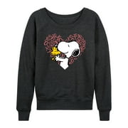 PEANUTS - Snoopy Woodstock Xo Heart - Women's Lightweight French Terry Long Sleeve Shirt