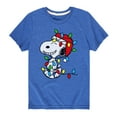thumbnail image 1 of Peanuts - Snoopy Wrapped in Christmas Lights - Toddler And Youth Short Sleeve Graphic T-Shirts, 1 of 6