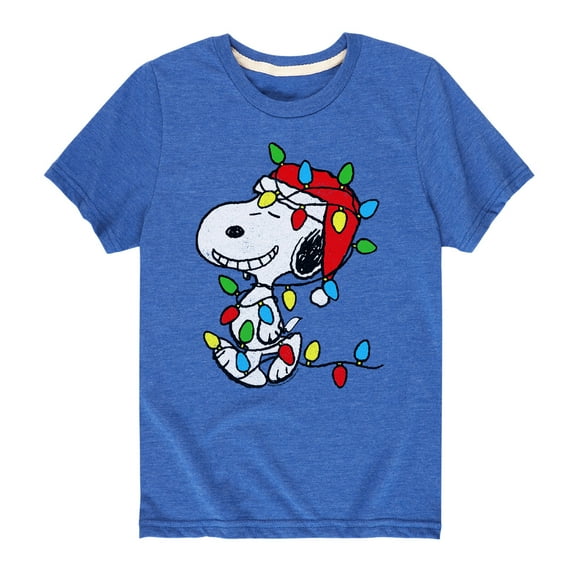 Peanuts - Snoopy Wrapped in Christmas Lights - Toddler And Youth Short Sleeve Graphic T-Shirts