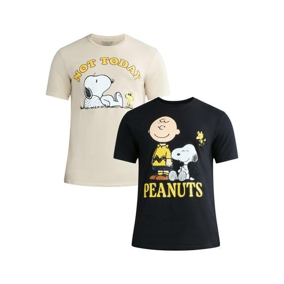 Peanuts Snoopy and Charlie Brown Men’s & Big Men’s Graphic Tees, 2-Pack, Sizes S-3XL