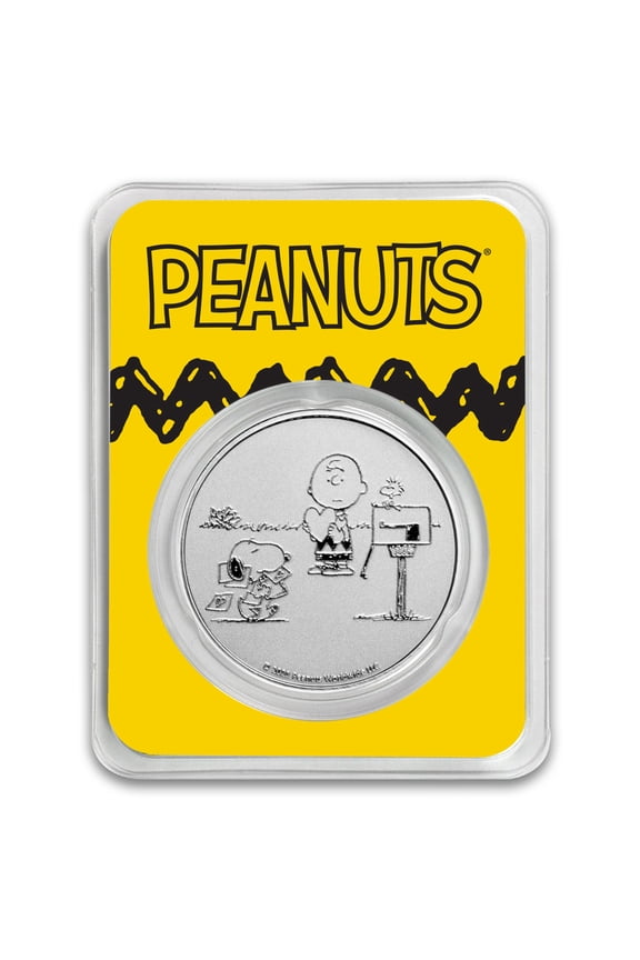 Snoopy and Charlie Brown Valentine 1 oz Silver in TEP