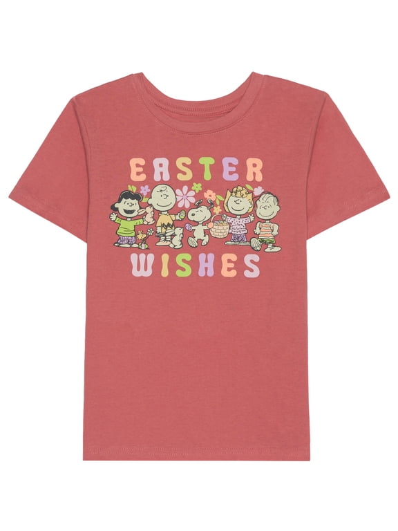 - Snoopy and Friends Easter Wishes Boys' Short Sleeve Graphic T-Shirt